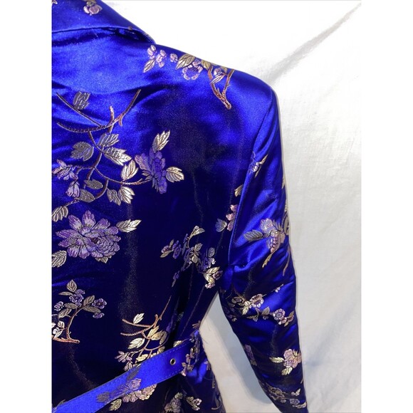 Pretty littleThing Women’s Oriental Dress Size 8 Blue Floral With Belt Going Out - Picture 10 of 12